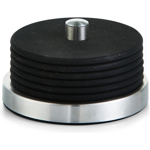 Zeller Glas/Glazen onderzetters - 6x - zwart - siliconen - Dia 10 cm - met houder -