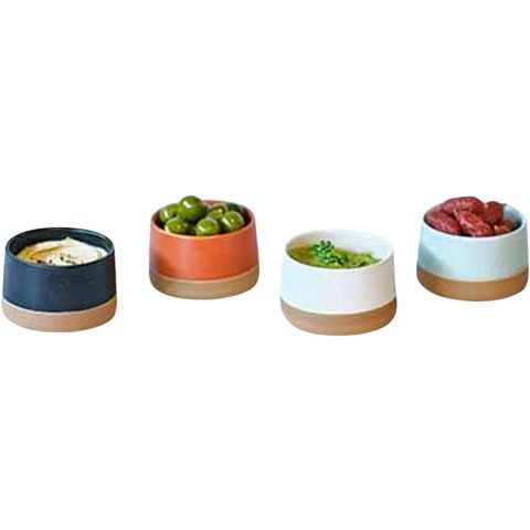 Cosy & Trendy Kommetje/serveer schaaltje - 4x stuks - D9 x 5 cm - aardewerk - mix kleuren -