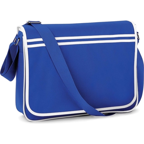 Bagbase Retro Schoudertas/aktetas - blauw/wit - 40 x 30 x 10 cm -