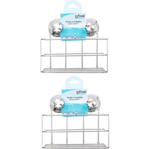 Set van 2x stuks doucherekje/badkamerrekje metaal met zuignappen 19 x 12 x 18 cm -