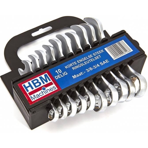 HBM 10-delige set INCH steekringsleutels (kort)