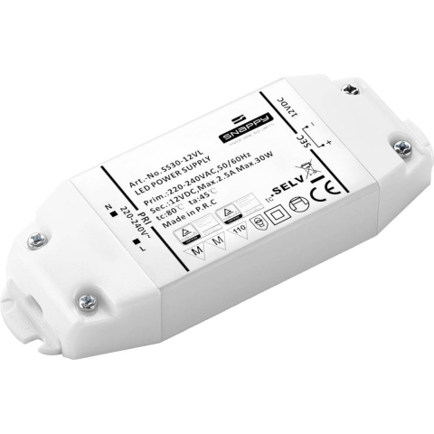 Dehner Elektronik LED-transformator, LED-driver Constante spanning 30 W 2.50 A 12 V/DC Overbelastingsbescherming, Overspanning, Niet dimbaar 1 stuk(s)