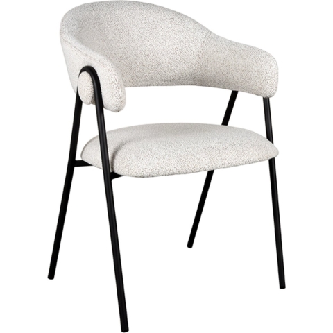 Label51 Eetkamerstoel lowen 58x60x84 cm ecru boucle set van 2