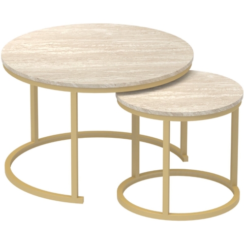 CaliCosy Set van 2 nestende ronde salontafels l70 cm