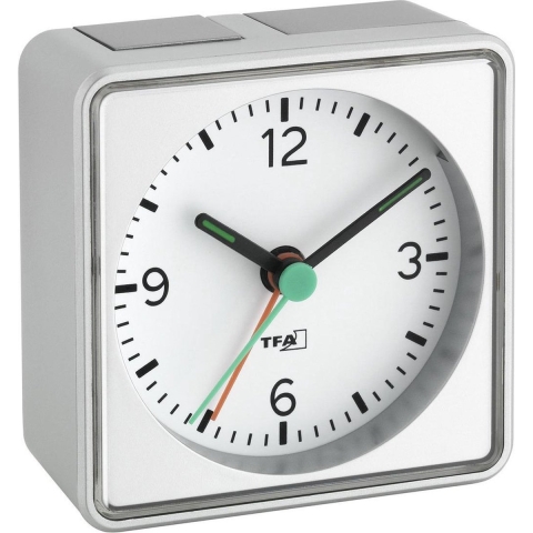 TFA Dostmann 60.1013.54 Wekker Kwarts Zilver Alarmtijden 1 Fluorescerende Wijzers