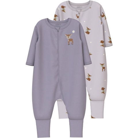 Name It Pyjamapak - Noos - NbfNightsuit - 2-pack - Lilac Marble/ - Name It - 50 - Pyjamapak