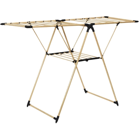 Wasrek/droogrek - houtkleur - metaal - 155 x 61 x 99 cm - ophangen -