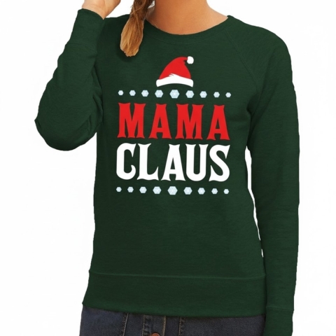 Kersttrui / sweater voor dames - Mama Claus - groen - Kerstfeest / party M (38) -