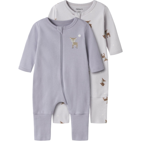 Name It Pyjamapak - Noos - NbfNightsuit - 2-pack - Lilac Marble/ - Name It - 1½ jaar (86) - Pyjamapak