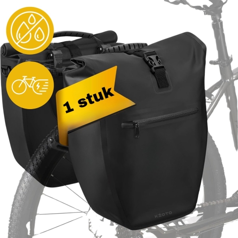 Kioto Fietstas enkel - 100% Waterdicht - Makkelijk te bevestigen - Elektrische fiets - Fietszakken voor fietsen - 1x 25 liter - Zwart