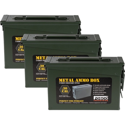 Decoratie opberg box - 3x - munitiekist - groen - 28 x 10 cm - opbergkist -