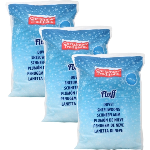 Kunstsneeuw/nepsneeuw - 3x - in zak - 225 gram - sneeuwdons - watten - wit - winterversiering -