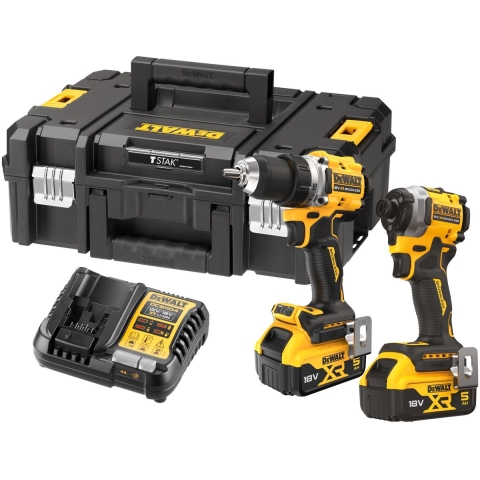 DeWALT DCK2051P2T - 18V XR Brushless twin kit DCD800 + DCF850 - 2x 5Ah in TSTAK - DCK2051P2T-QW
