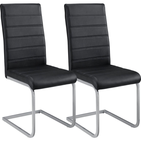 2 Eetkamerstoelen / stoel - Vegas - Kunstleer - Zwart