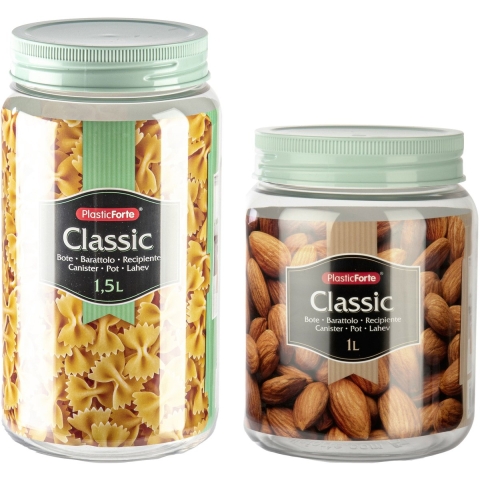 Plasticforte - Pakket van 6x kunststof keuken voorraadpotten - weckpotten - mintgroen -