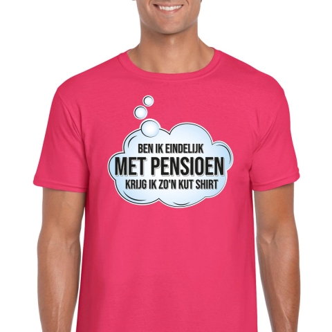 Cadeau T-shirt voor heren - eindelijk met pensioen - roze - VUT XL -