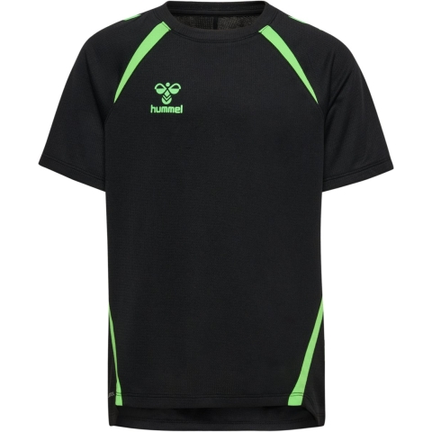 Hummel T-Shirt - hmlLead 2.0 Jersey - Zwart/Groen - Hummel - 8 jaar (128) - T-Shirts