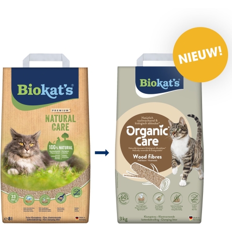 Biokat's Organic Care Wood Fibres kattenbakvulling 2 x 3 kg