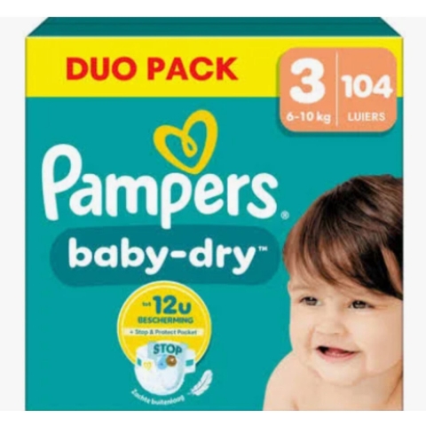 Pampers Baby Dry Luiers Maat 3 (6-10 kg) 104 Stuks