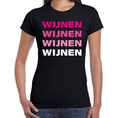 Wijnen wijnen wijnen wijnen t-shirt zwart voor dames 2XL -
