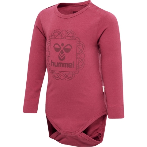 Hummel Romper L/s - hmlHelga - Aarde Rood m. Logo - Hummel - 74 - Romper L/S