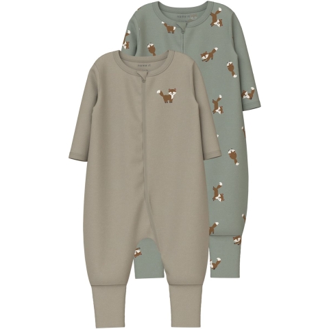 Name It Pyjamapak - Noos - NbmNightsuit - 2-pack - Shadow/W/Alum - Name It - 3 jaar (98) - Pyjamapak