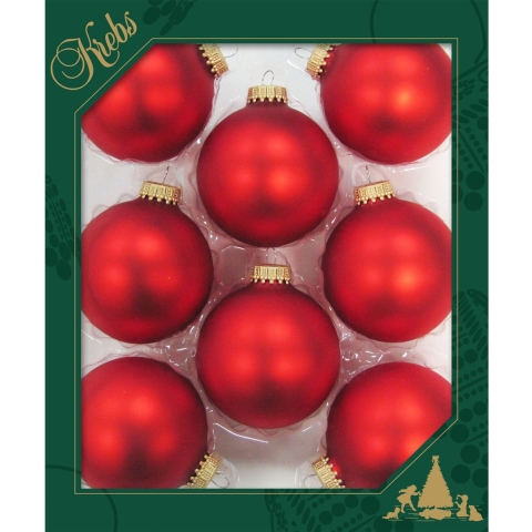 Krebs Kerstballen - 16x stuks - 8 stuks - vuurrood - glas - 7 cm - luxe glazen kerstballen - kerstve -