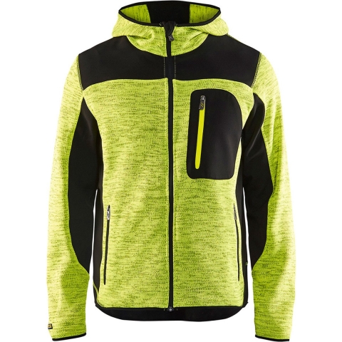Blåkläder Gebreid vest met softshell 49302117 | High-Vis Geel/Zwart | Maat 4XL - 7330509446225