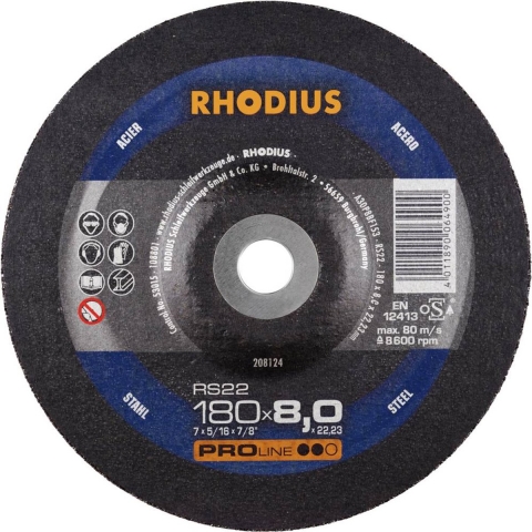 Rhodius 208124 RS22 Afbraamschijf Staal, Gegoten 10 stuk(s)