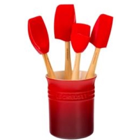 LE CREUSET - Lepelpot met spatels 5-dlg Kersenrood