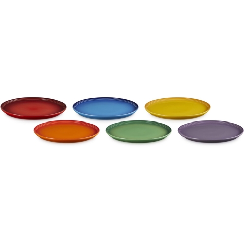 LE CREUSET - San Francisco - Dinerbord Coupe 27cm New Rainbow 6-dlg