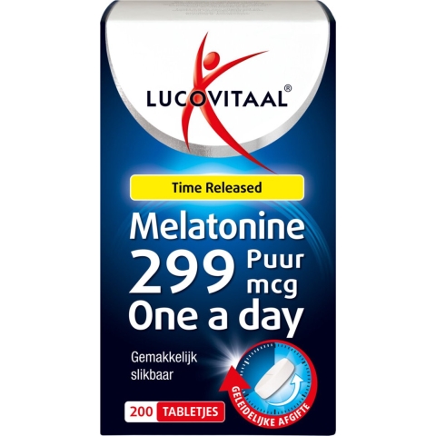 Gratis Verzending: 2x Lucovitaal Melatonine Puur 0,299mg Time Released 200 tabletten