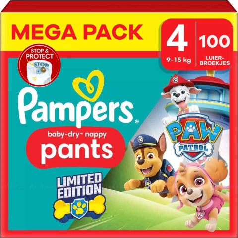 Pampers Baby Dry Pants - Maat 4 - Megapack - 100 stuks - 9/15KG Paw Patrol (100 stuks)