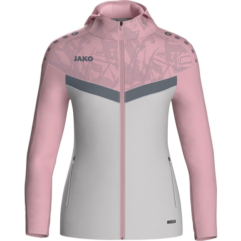 JAKO 6824D Jas Met Kap Iconic Dames - Zachtgrijs/Dusky Pink/Anthra Light - 38