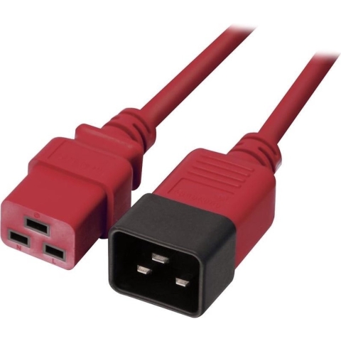 LINDY Stroom Verlengkabel [1x Apparaatstekker, female C19 16A - 1x Apparaatstekker, male C20] 3.00 m Zwart, Rood