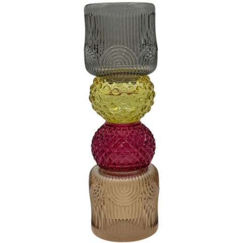 Kandelaar Amy 4-kleurig 7,5x7,5x23cm