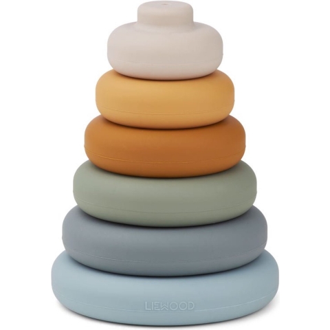 Liewood Stapeltoren - Dag - Blue Multi Mix - Liewood - OneSize - Bouwblokken