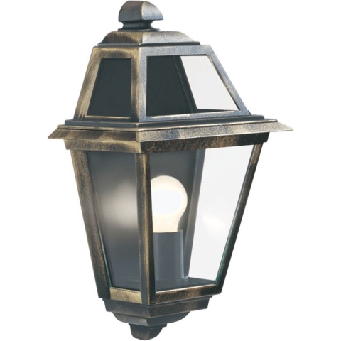 Searchlight New Orleans - buiten wandverlichting - 25 x 39,2 cm - IP44 - zwart en goud