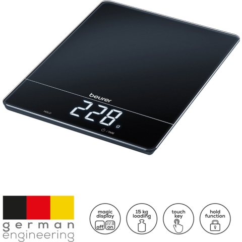 Beurer KS 34 Keukenweegschaal Digitaal Weegbereik (max.)=15 kg Zwart 200 x 263 x 20