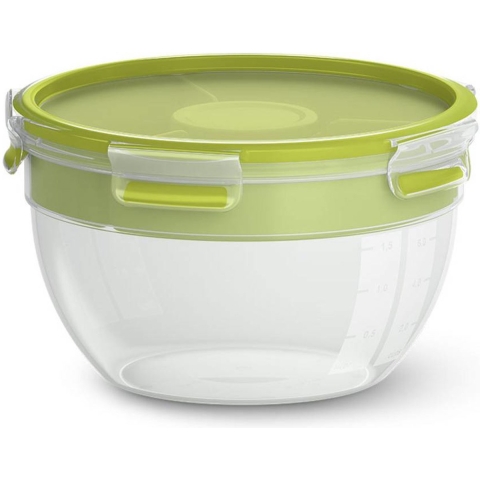 Emsa Clip & Go Saladedoos 2.6 l Kunststof Met deksel, Waterdicht Transparant, Groen N1071300