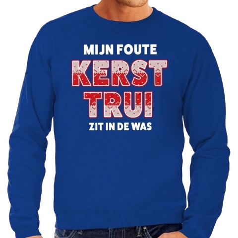 Foute Kersttrui zit in de was - blauw - heren - kerstborrel kantoor M (50) -
