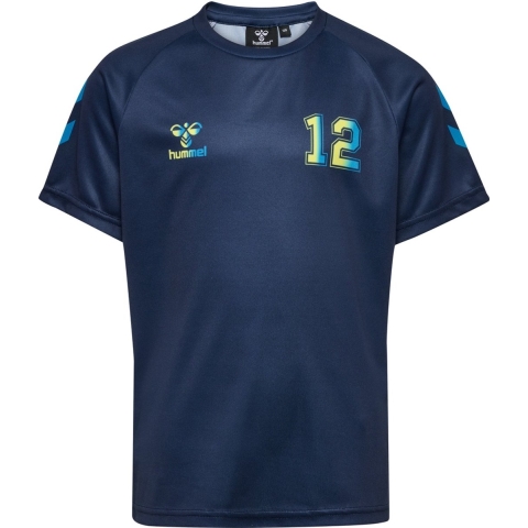 Hummel T-Shirt - hmlShimmer - Dress Blues/Limeade - Hummel - 7 jaar (122) - T-Shirts