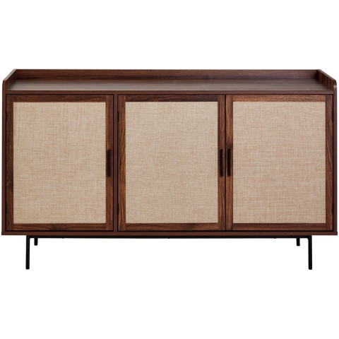 CaliCosy Dressoir met 3 deuren in notenhoutdecor en fronten van stof l140 cm jetson