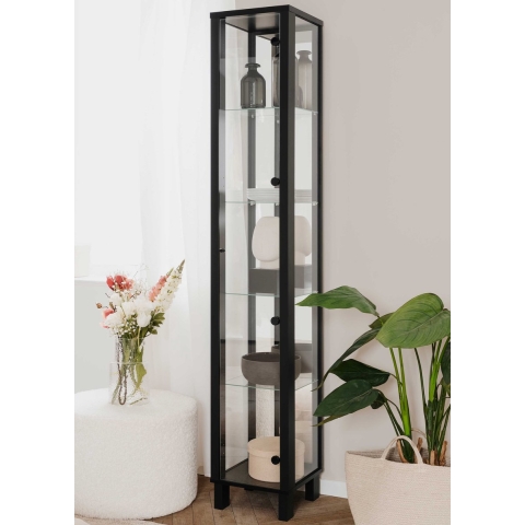 CaliCosy Vitrinekast met 1 deur en 4 glazen planken h189 cm albi
