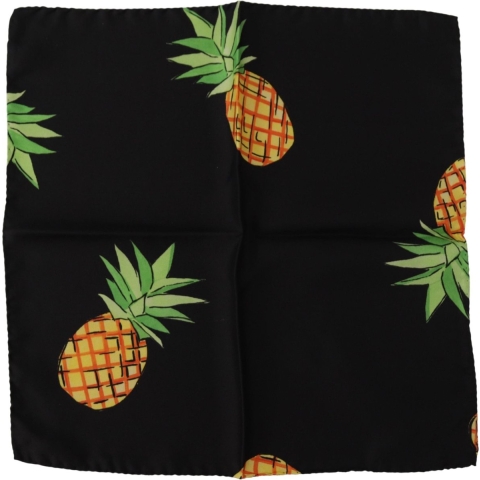 Zwarte Ananas Gedrukte Vierkante Zakdoek Sjaal