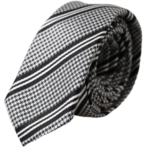 Zwart Witte Strepen Zijde Verstelbare Stropdas