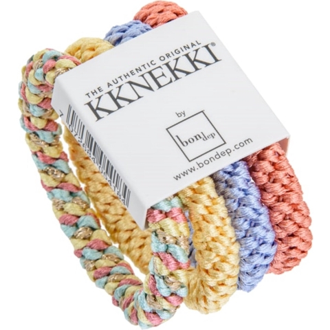 Kknekki Elastische Haarband - 4-pack - Roze/Paars/Geel/Glitter - Kknekki - OneSize - Haaraccessoires