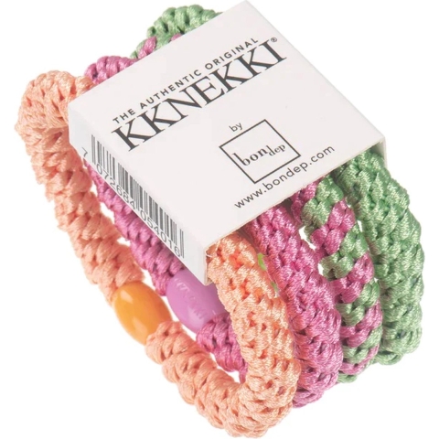 Kknekki Elastische Haarband - 4-pack - Groen/Roze/Oranje - Kknekki - OneSize - Haaraccessoires