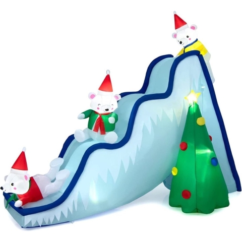 Coast Hoge Opblaasbare IJsbeer Glijbaan Met Kerstboom Kerstversiering MET Verlichting - 220cm