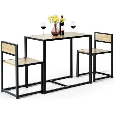 Coast 3-Delige Eettafel Set Bar Tafel Set Keuken Tafel Eettafel + 2 Stoelen Natuurlijk